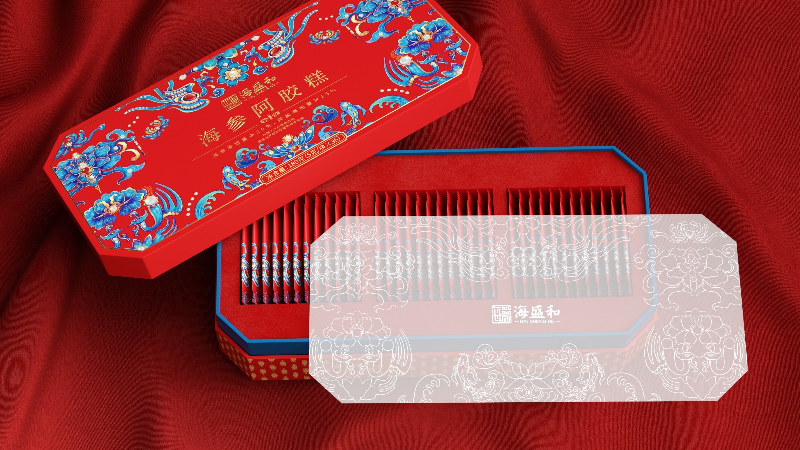北京西林X海盛和海參阿膠糕禮盒包裝設計