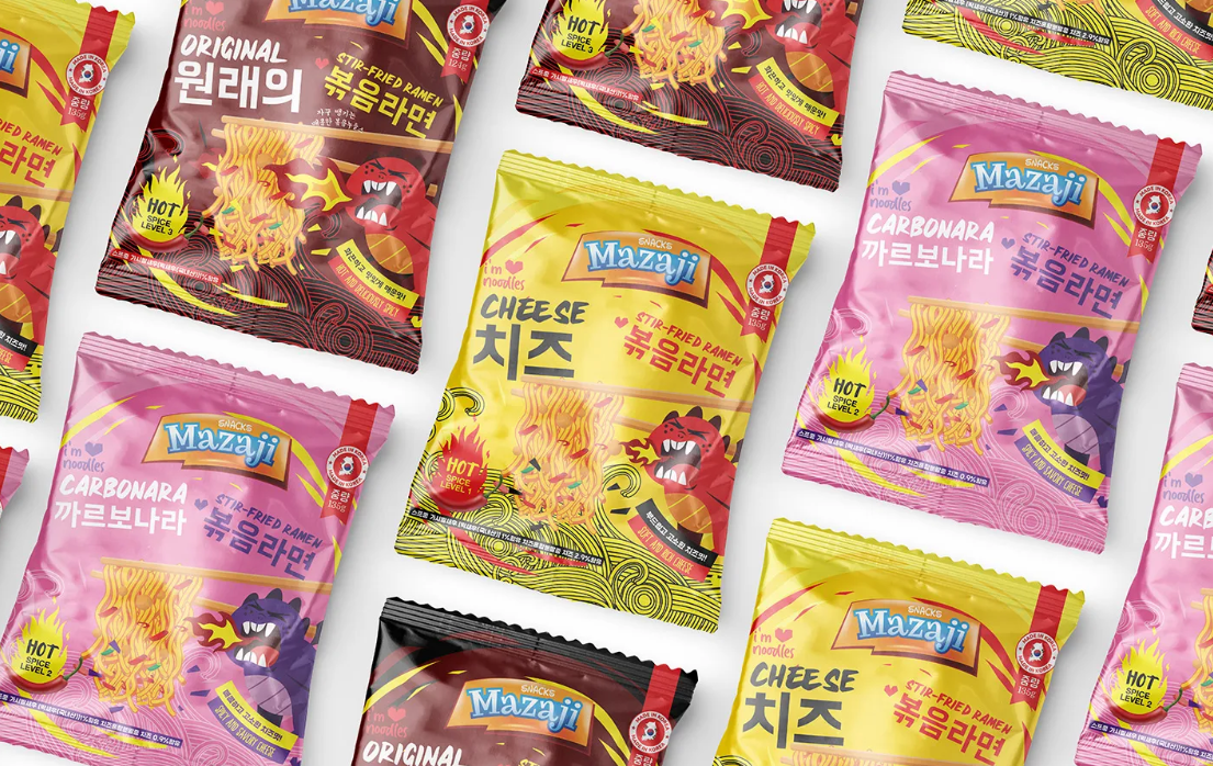 熱辣的馬扎吉方便面包裝設計Mazaji Noodles