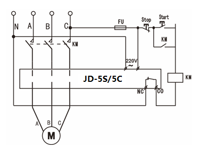 JD-5S/JD-5C智能電動(dòng)機(jī)過(guò)載缺相保護(hù)器接線圖